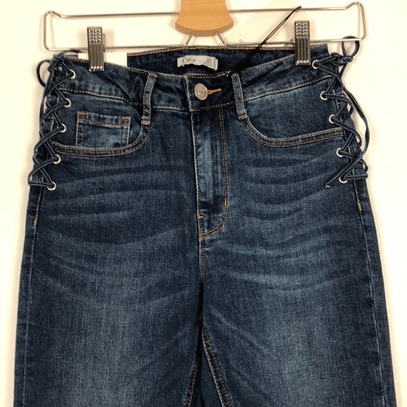 Dex High Rise Skinny Ankle cotton blend 5 pocket lace detail sides Size 26 - Picture 3 of 7